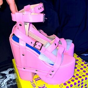 Pink Bondage Platform Shoes size 8